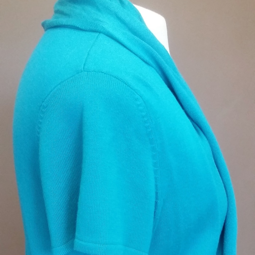 Womens Sweaterworks short sleeve shrug teal L